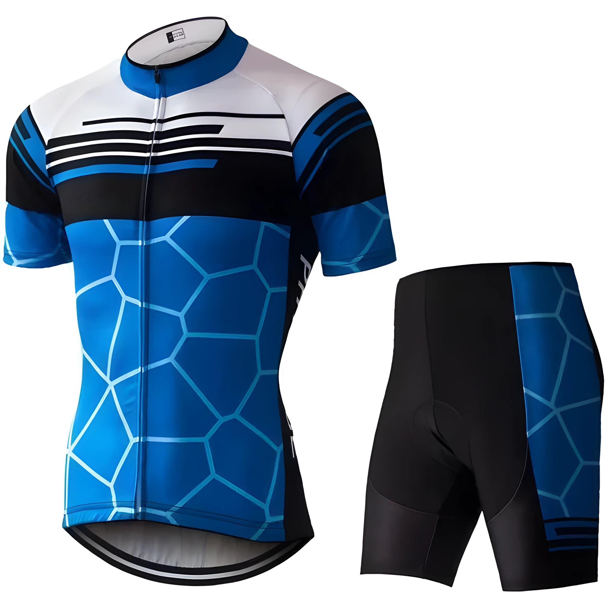 Unisex nylon cycling jersey with moisture-wicking pattern for road biking and mountain biking.