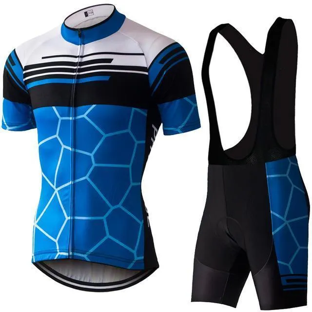 Unisex nylon cycling jersey with moisture-wicking pattern for road biking and mountain biking.