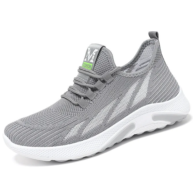 Men's casual running sneakers in black, mesh and PVC, solid colour, side view