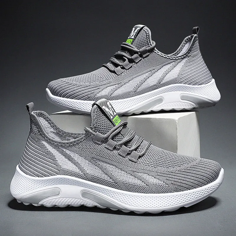 Men's casual running sneakers in black, mesh and PVC, solid colour, side view