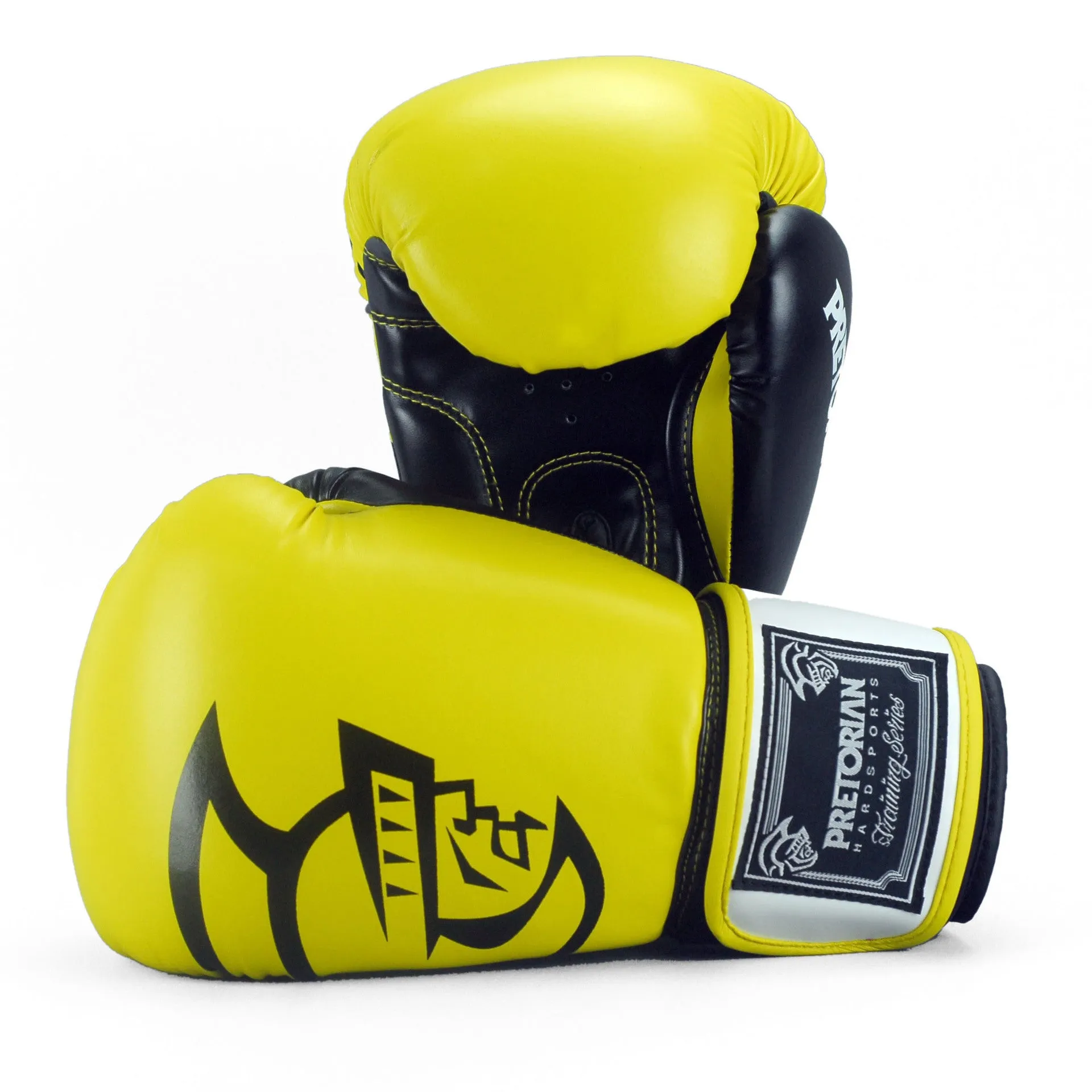 Junior professional fighting boxing gloves in black red colour, PU leather, 12oz size for martial arts training