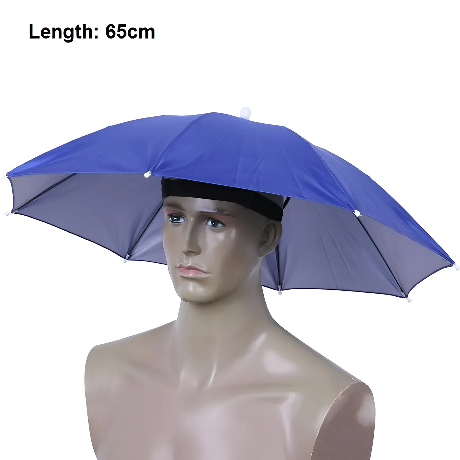Folding handleless polyester fibre sun hat umbrella 55-65cm in outdoor fishing camp setting with silver layer option