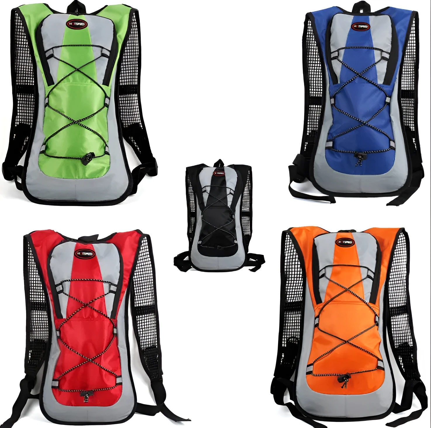 Lightweight waterproof outdoor sports backpack in black, available with 2L water bag for running and off-road riding