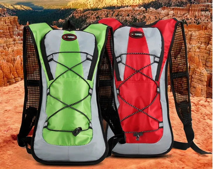 Lightweight waterproof outdoor sports backpack in black, available with 2L water bag for running and off-road riding