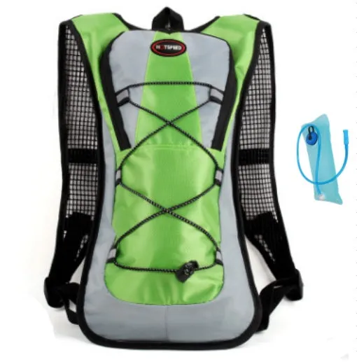 Lightweight waterproof outdoor sports backpack in black, available with 2L water bag for running and off-road riding
