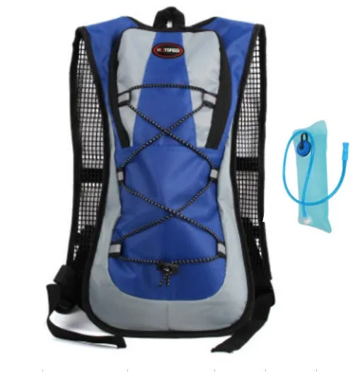 Lightweight waterproof outdoor sports backpack in black, available with 2L water bag for running and off-road riding