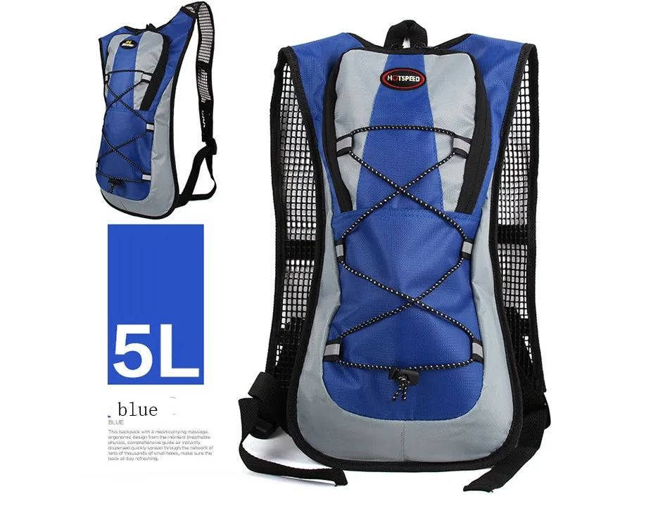 Lightweight waterproof outdoor sports backpack in black, available with 2L water bag for running and off-road riding