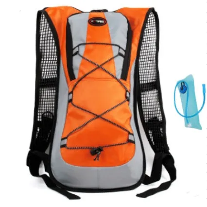 Lightweight waterproof outdoor sports backpack in black, available with 2L water bag for running and off-road riding