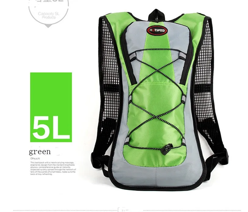 Lightweight waterproof outdoor sports backpack in black, available with 2L water bag for running and off-road riding