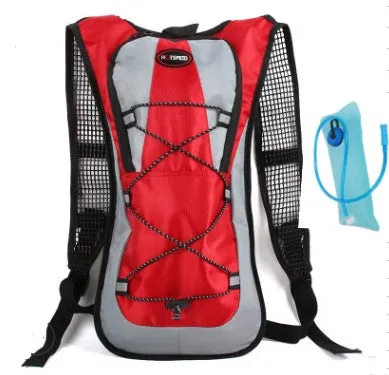 Lightweight waterproof outdoor sports backpack in black, available with 2L water bag for running and off-road riding