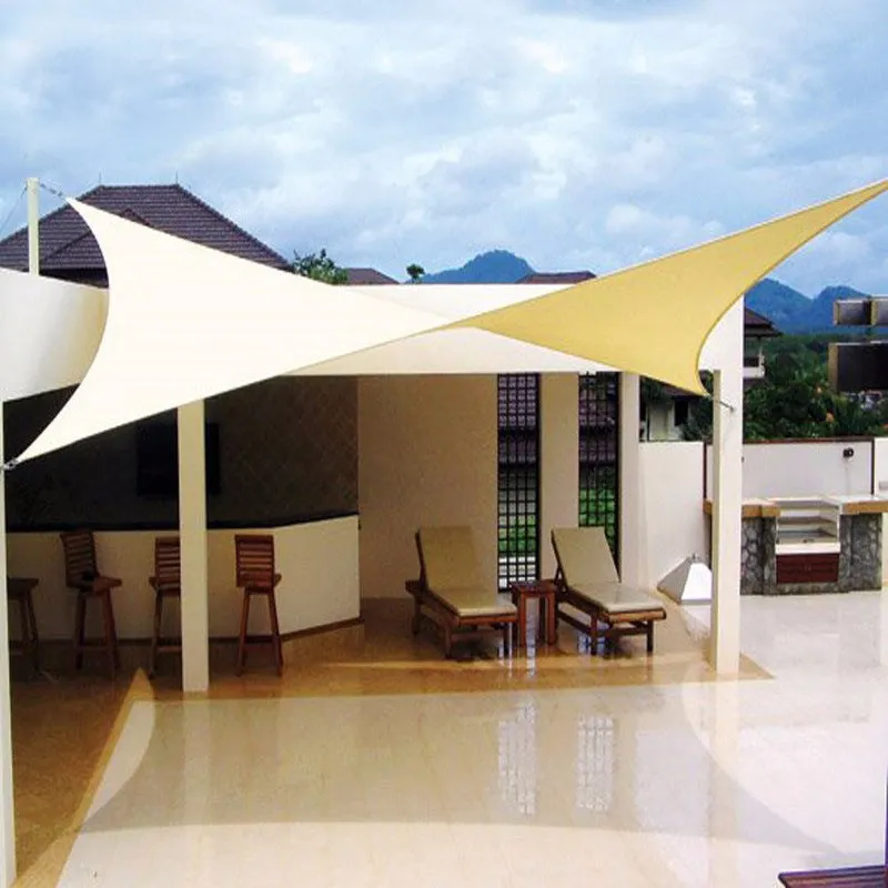 Beige rectangle outdoor shade sail 3.6x3.6m waterproof polyester fabric with anti-UV protection
