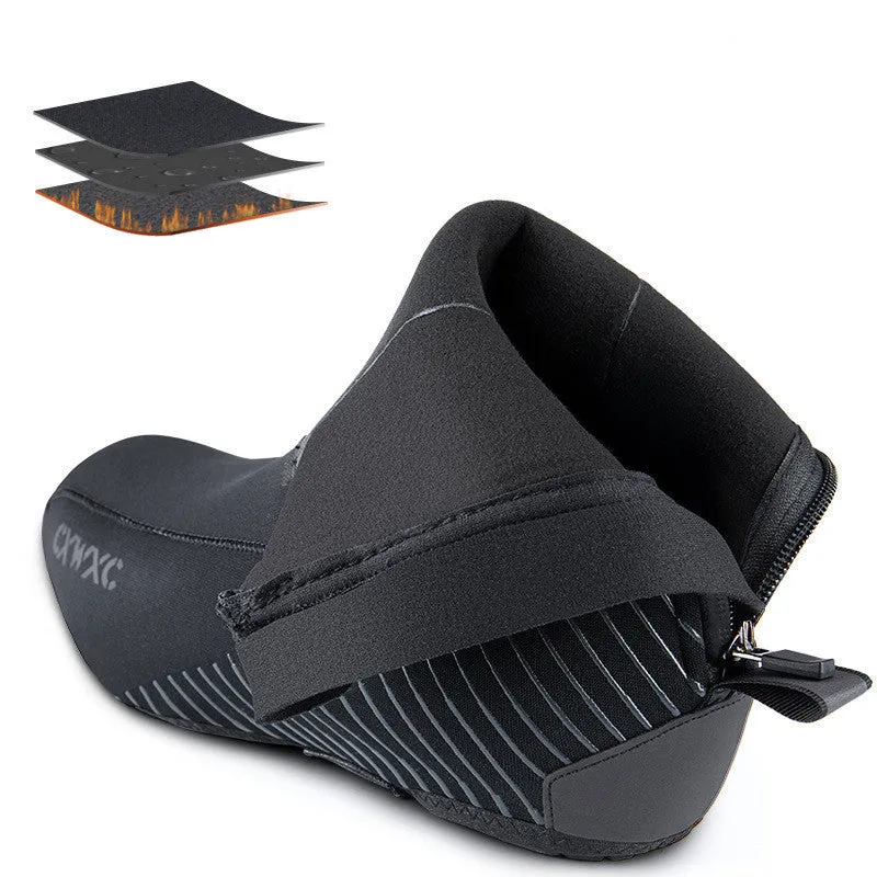 GIYO CX-204 204 black neoprene cycling shoe covers with reflective details and rear zipper