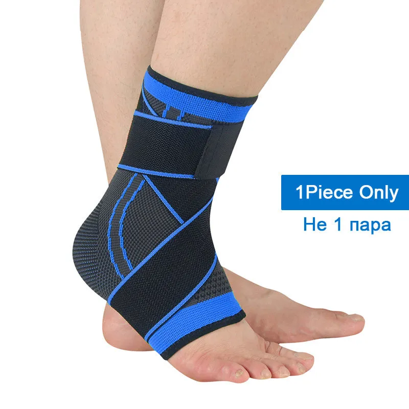 Nylon compression ankle sheath in black, blue, green, orange, red, sizes S M L XL for sprain and swelling support.