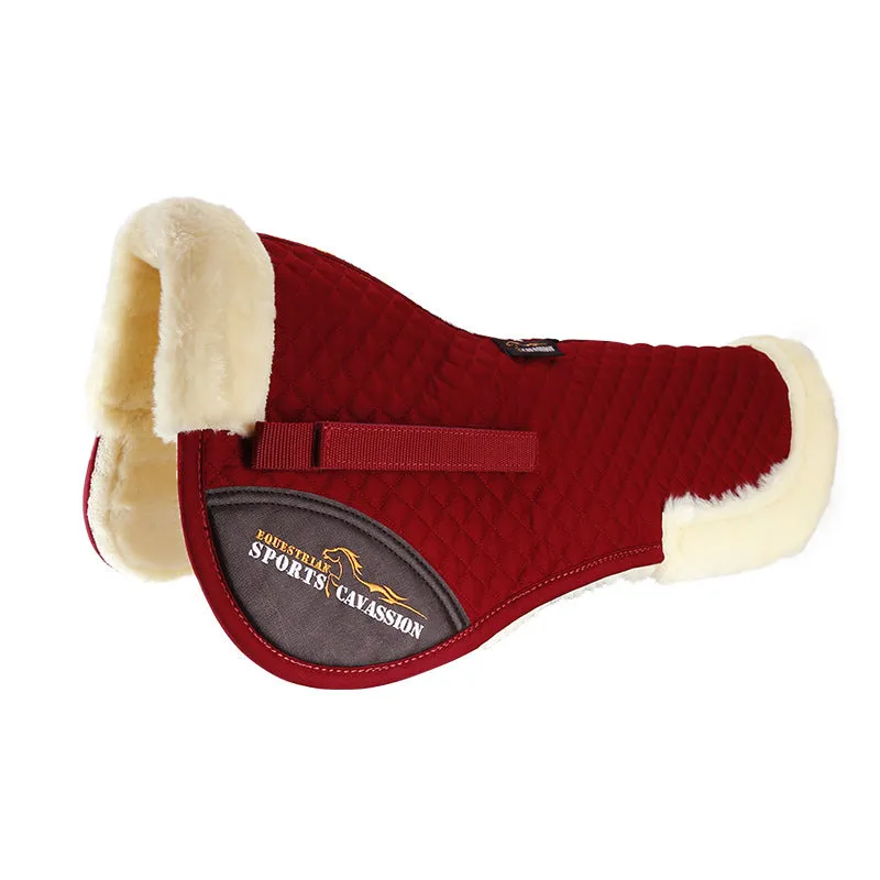 Riding saddle pad with wool construction for shock absorption and waist protection in equestrian sports
