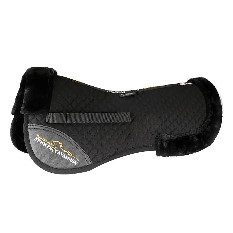 Riding saddle pad with wool construction for shock absorption and waist protection in equestrian sports