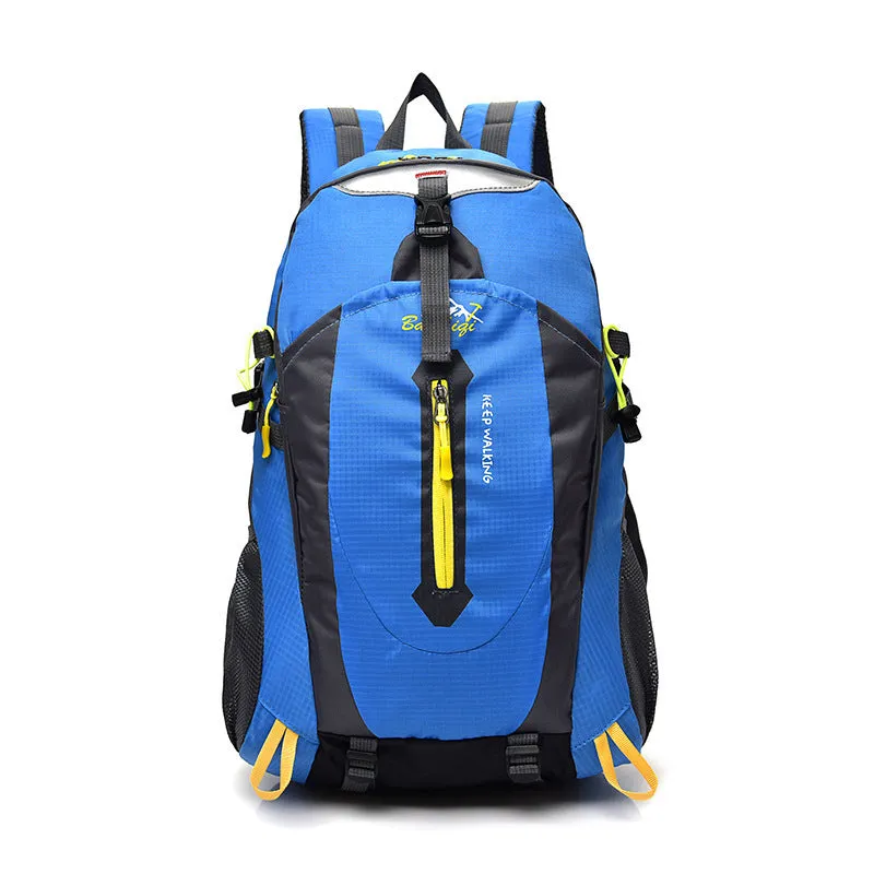 Large 36-55L nylon outdoor mountaineering backpack in green for hiking and camping