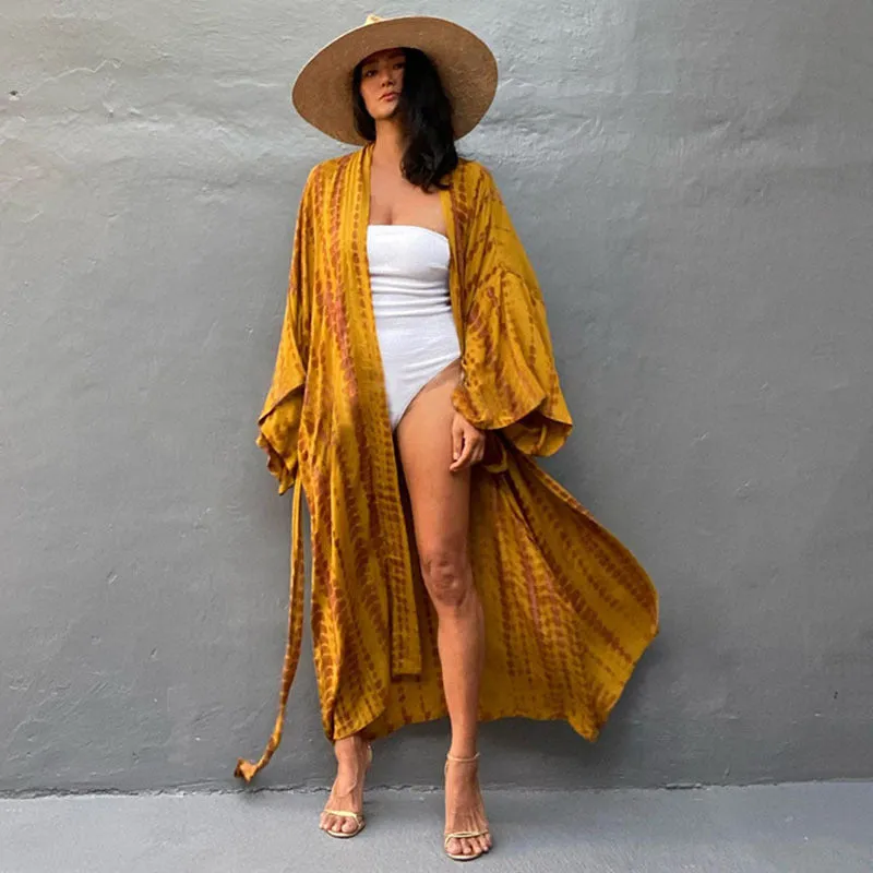 Women's loose cotton beach cover-up blouse in a solid colour from the DN0712 series.