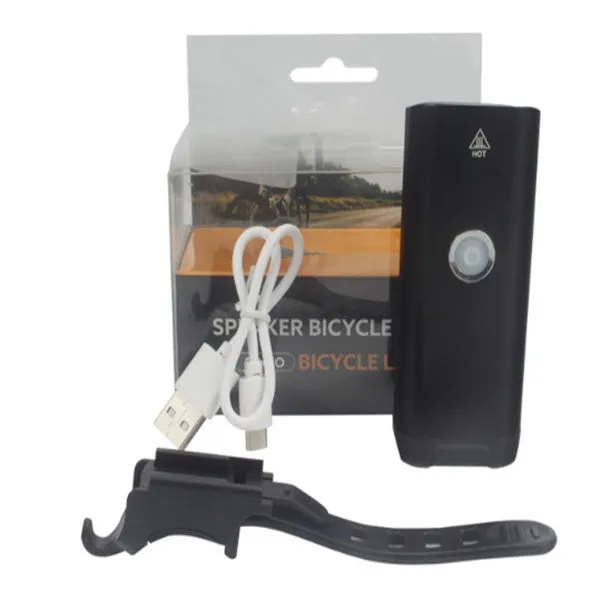 Black bicycle light with over-discharge protection for night cycling on a bike handlebar