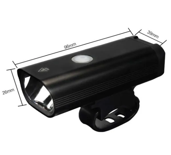 Black bicycle light with over-discharge protection for night cycling on a bike handlebar