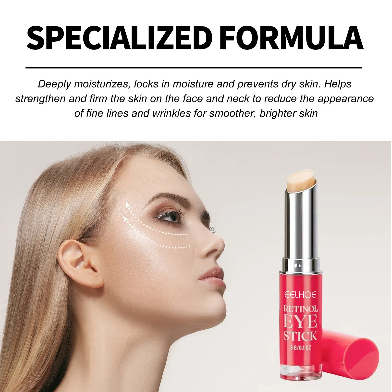 3g retinol eye cream for skin repair in a small white tube with blue cap