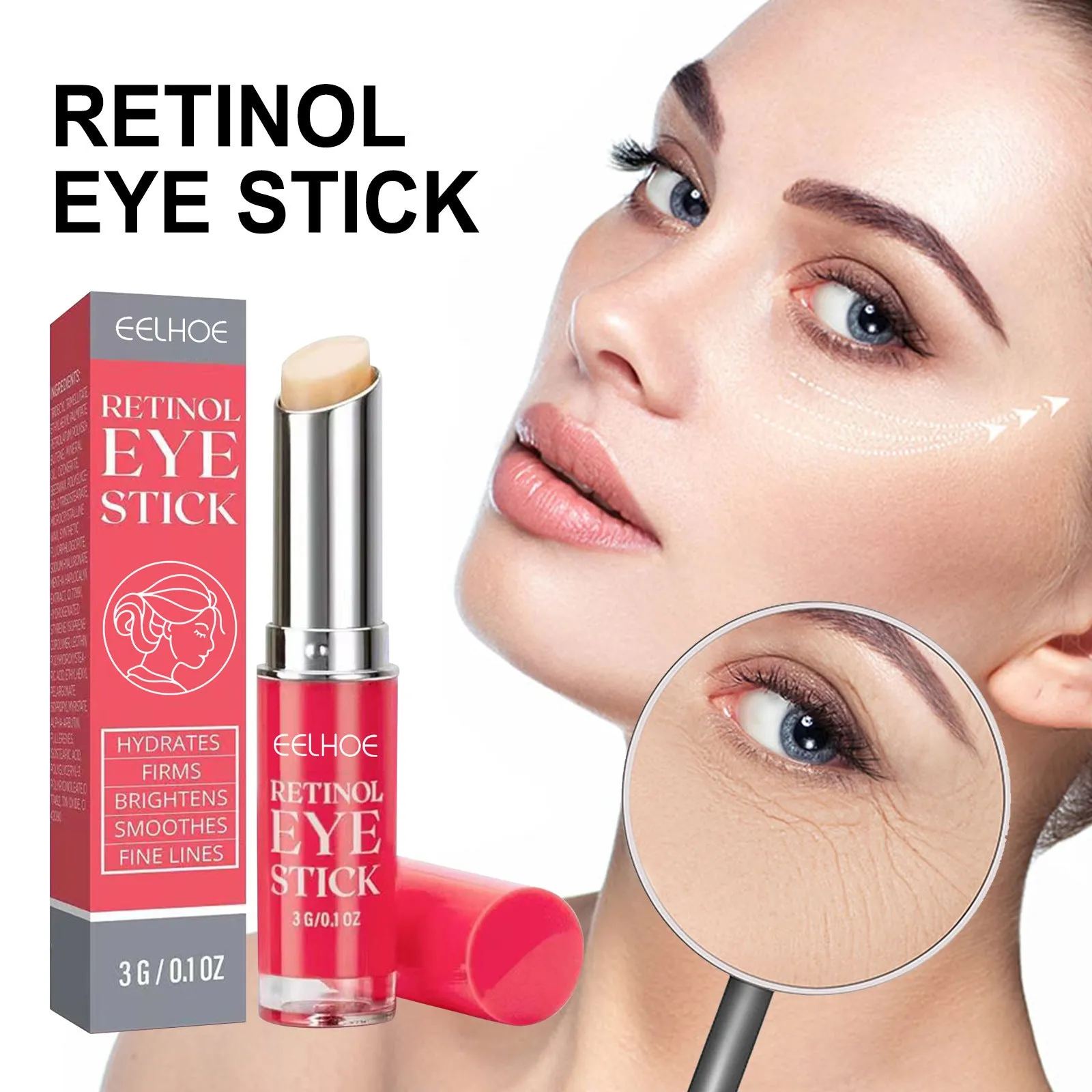 3g retinol eye cream for skin repair in a small white tube with blue cap