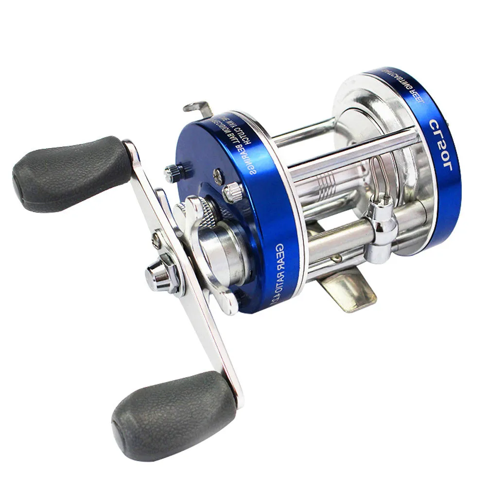 CL-60 metal double brake drum fishing reel in gun colour right hand model on a boat rod
