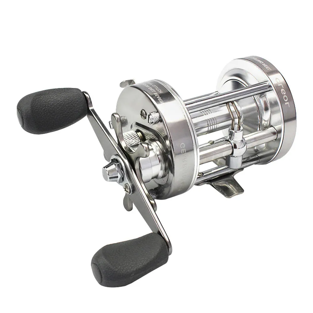 CL-60 metal double brake drum fishing reel in gun colour right hand model on a boat rod