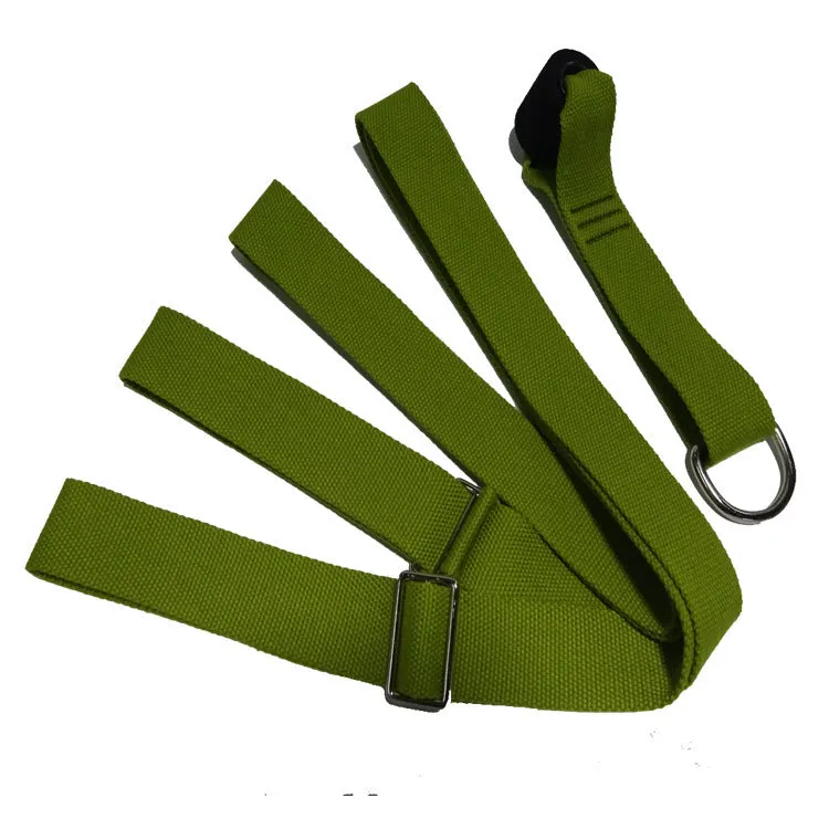 Adjustable yoga lacing belt in military green colour with easy-release buckle, 3m length