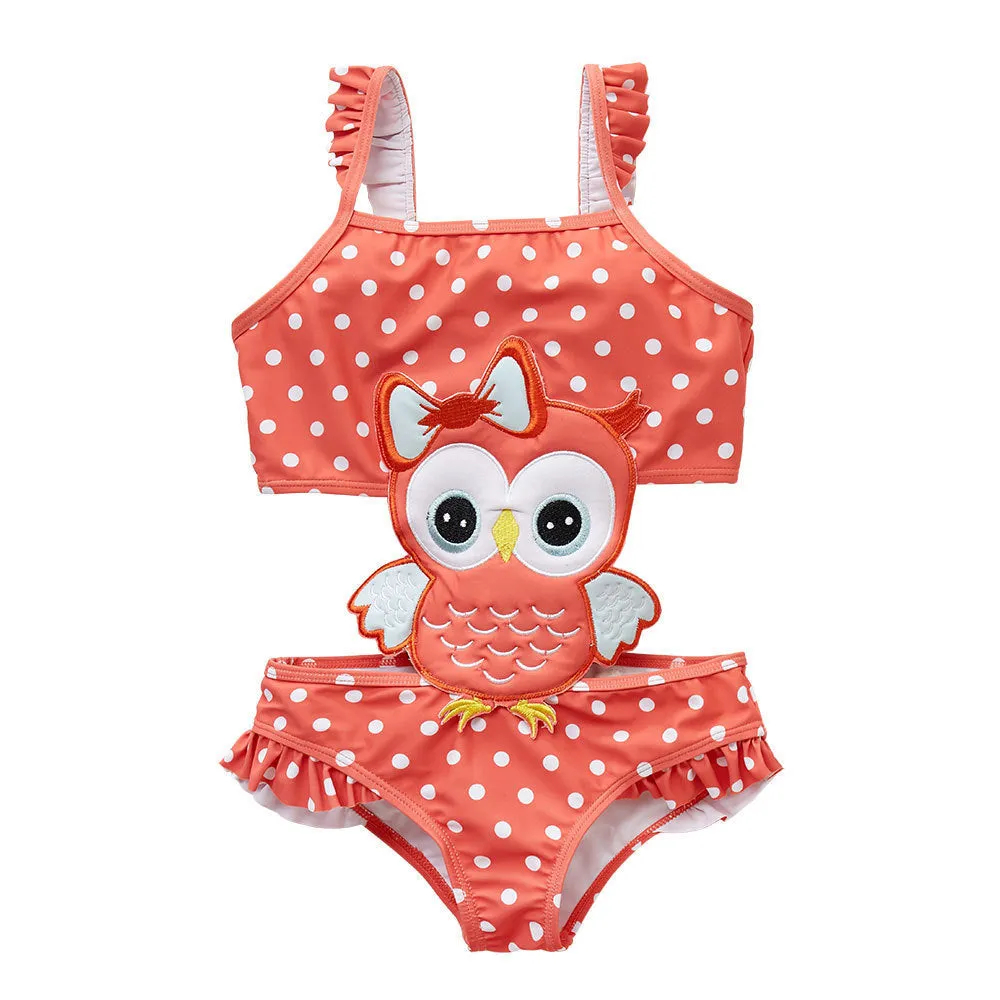 Baby girls watermelon printed one-piece swimsuit in pink with watermelon pattern, polyester, sizes 12M to 8T