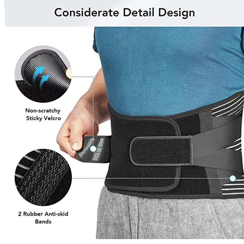 Black neoprene polyester sports belt for men and women waist support running basketball gym cycling
