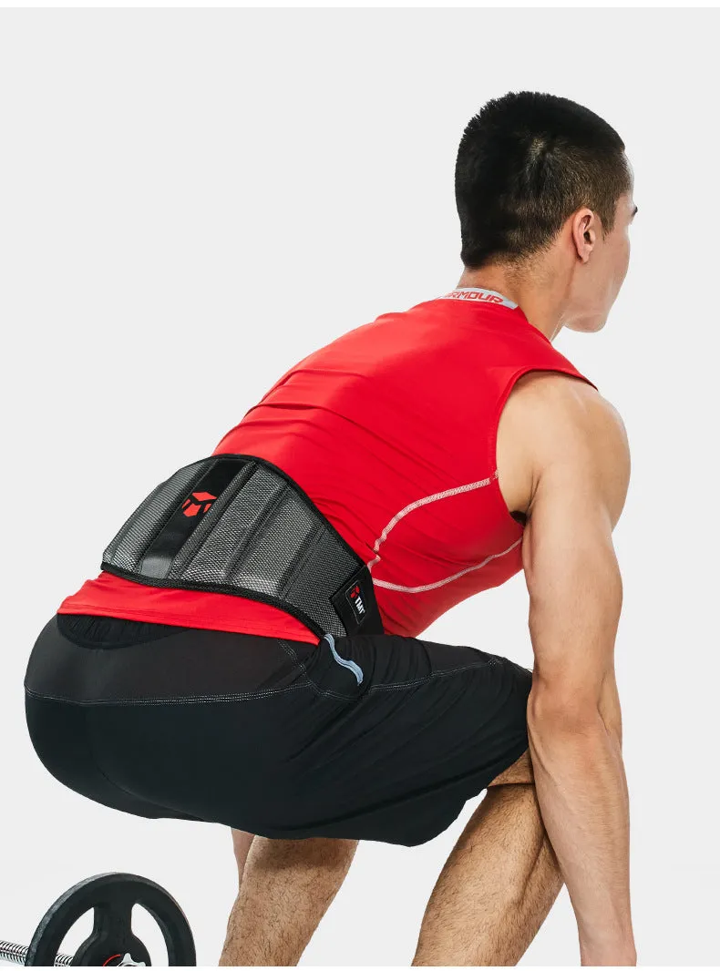Deep squat workout belt for weightlifting hard pull with lumbar support in black