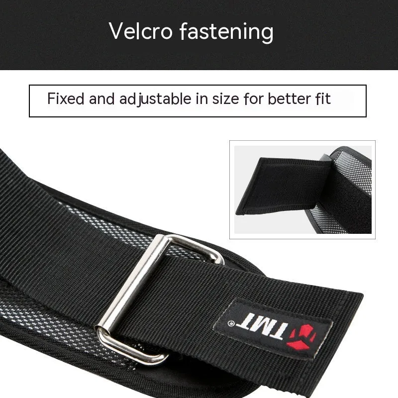 Deep squat workout belt for weightlifting hard pull with lumbar support in black