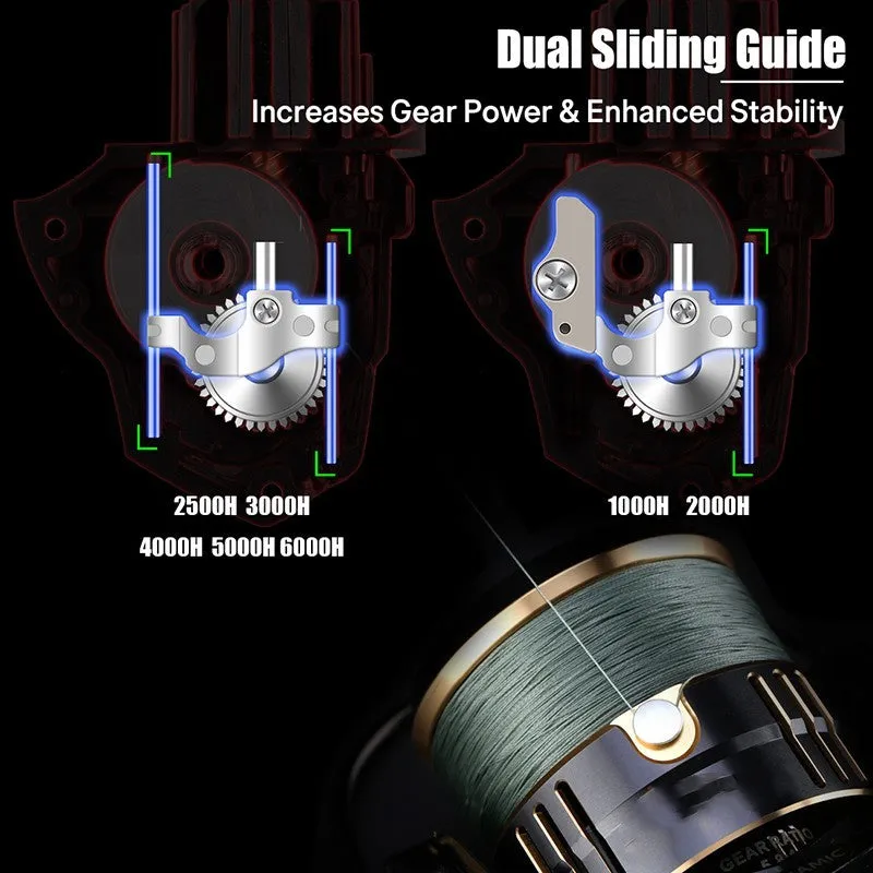 All-metal cup 11-axle front relief spinning reel in TREANT III colour, 92mm size, with interchangeable handle