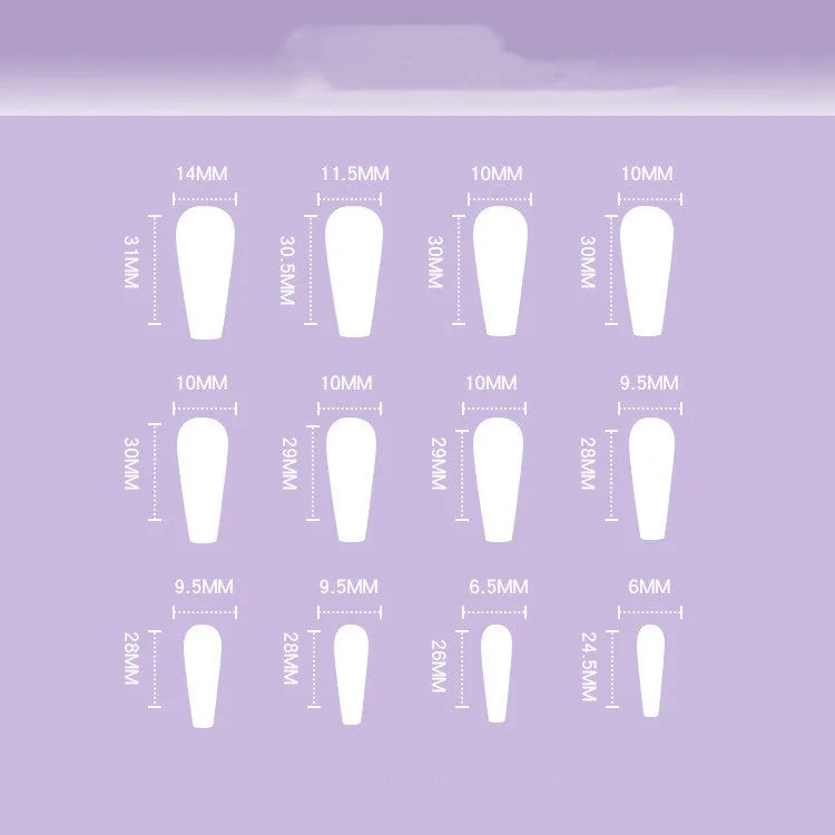 Peach heart rhinestone false nail stickers in JP1596 colour, 24 pieces in box