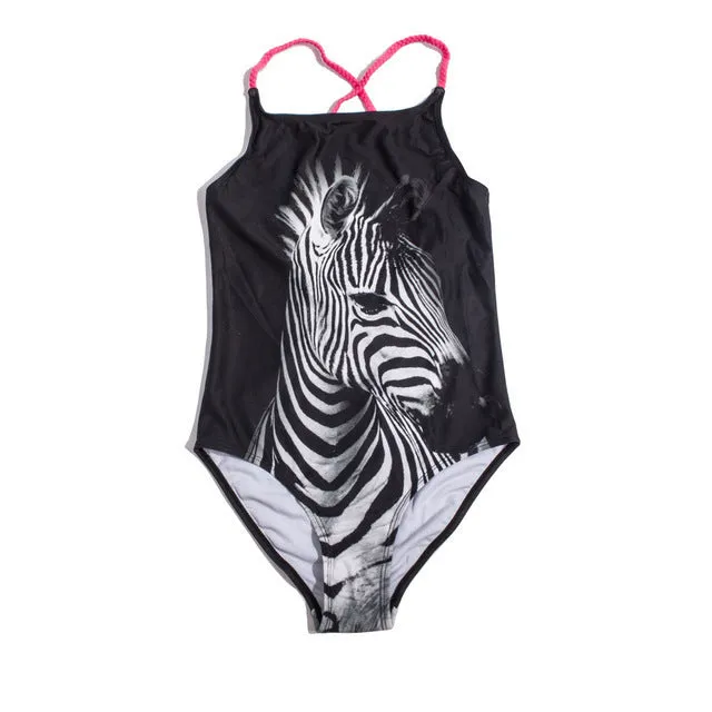 Children's polypropylene swim briefs in colour option A, side view on white background