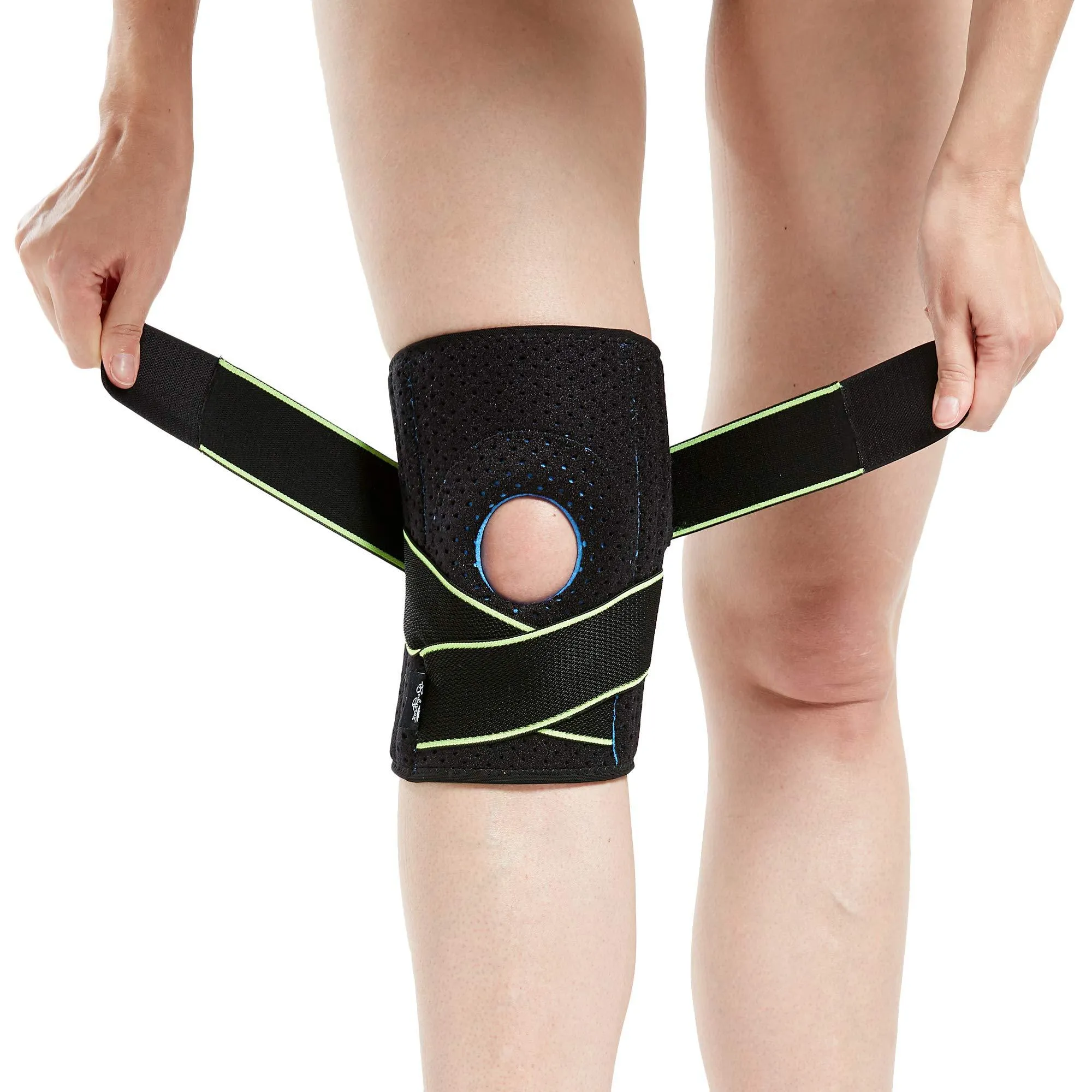 Black sports kneepads with adjustable fit for cycling running basketball gym fitness protection