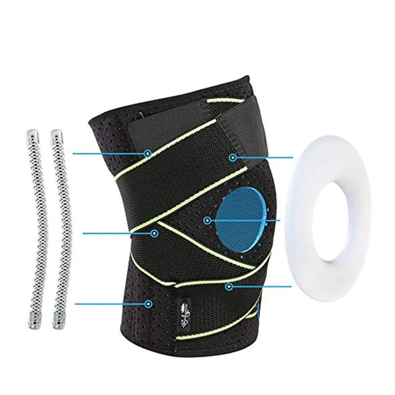 Black sports kneepads with adjustable fit for cycling running basketball gym fitness protection