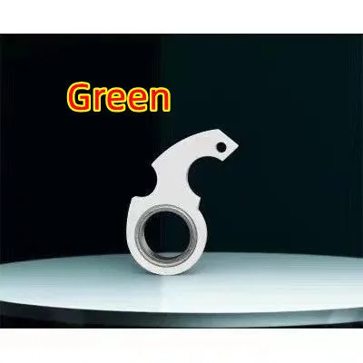 Metal texture rotating keychain in karambit style with key ring in black colour