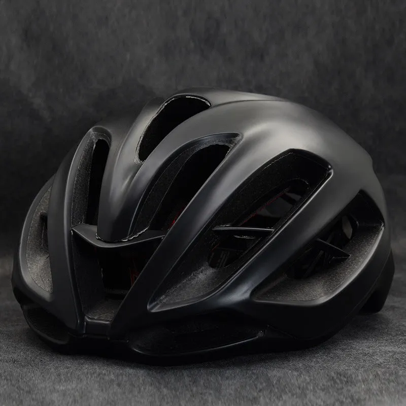 Mountain bike split helmet in black, EPS foam liner, side view