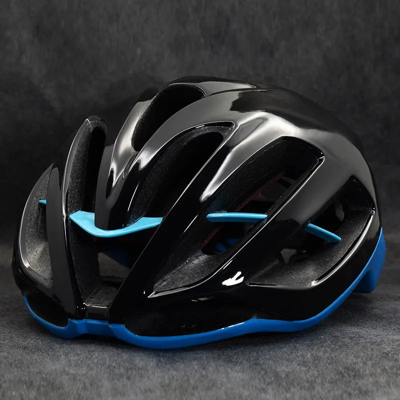 Mountain bike split helmet in black, EPS foam liner, side view