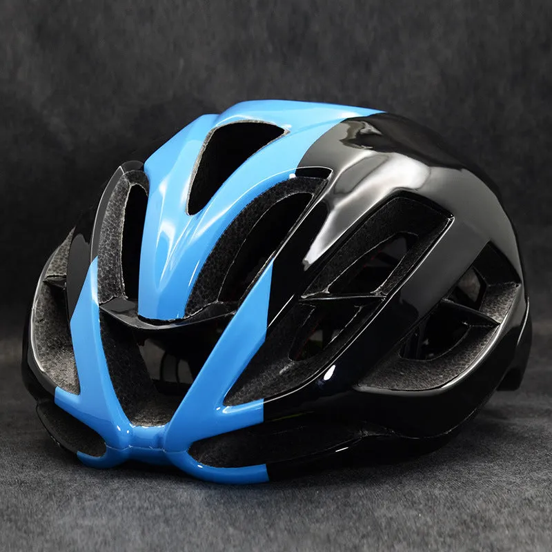 Mountain bike split helmet in black, EPS foam liner, side view