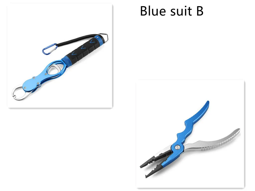 Fishing gear made from aluminium alloy in blue colour variant