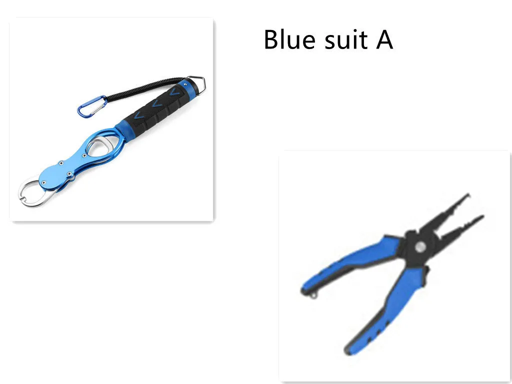 Fishing gear made from aluminium alloy in blue colour variant