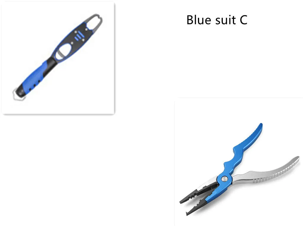 Fishing gear made from aluminium alloy in blue colour variant