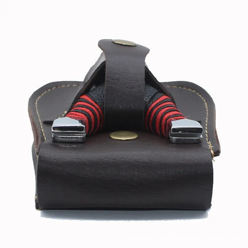 Leather slingshot belt bag with steel balls and marbles, black colour, outdoor use