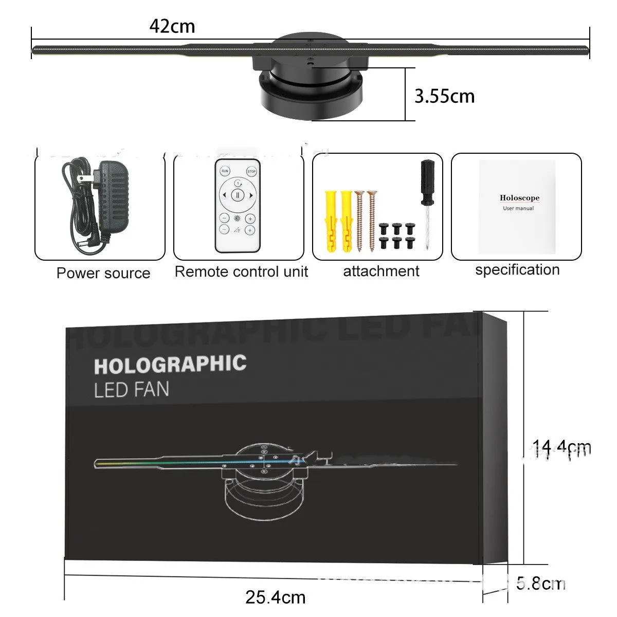 42cm stereo rotating suspension naked eye 3D holographic projector PD42 with universal bright LED