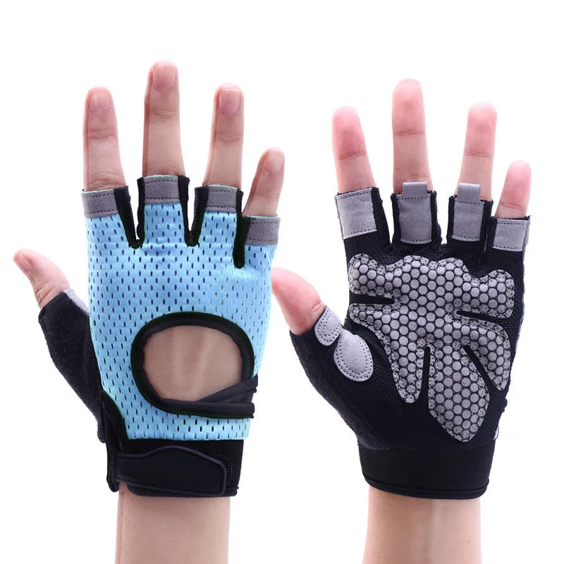 Nylon fitness gloves in black with wristband for dumbbell and horizontal bar training