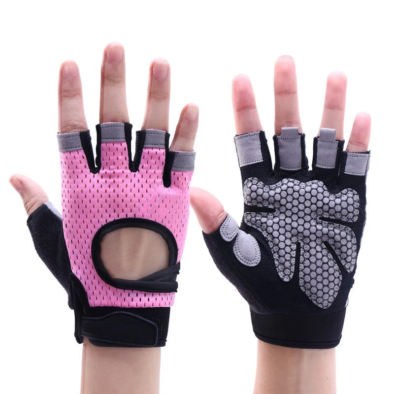 Nylon fitness gloves in black with wristband for dumbbell and horizontal bar training