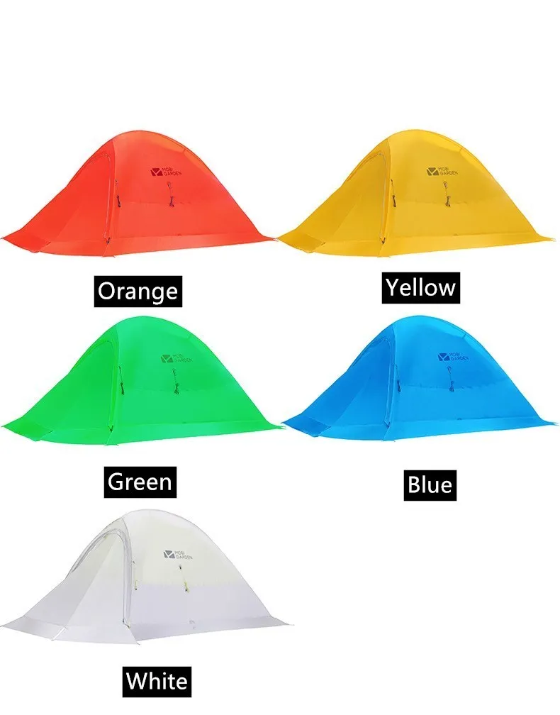 MU Gaodi New Double Qingqi 2 waterproof camping tent with aluminium poles, available in multiple colours.