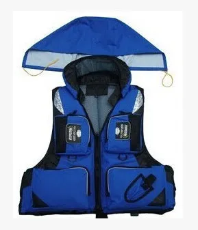 Orange men's outdoor fishing life vest with detachable lining, sleeveless Oxford cloth waistcoat on white background